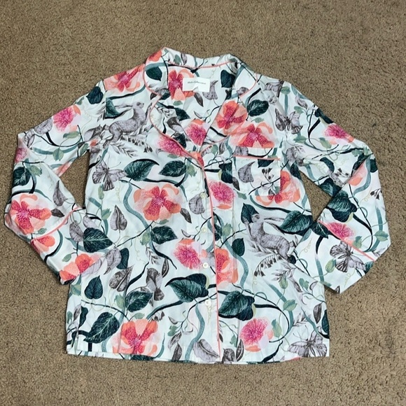 Anthropologie Malin Gyllensvaan Magnolia Flannel Pajama Sleep Pant Top Set M - Picture 4 of 10